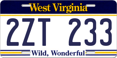 WV license plate 2ZT233