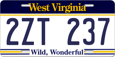 WV license plate 2ZT237