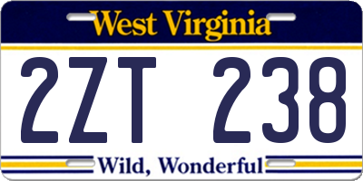 WV license plate 2ZT238