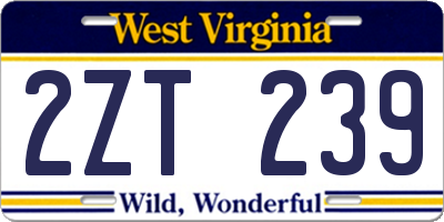 WV license plate 2ZT239