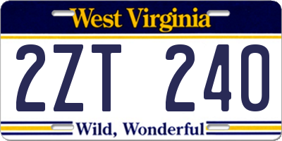 WV license plate 2ZT240