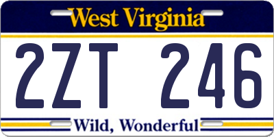 WV license plate 2ZT246
