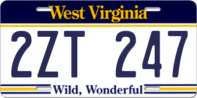 WV license plate 2ZT247