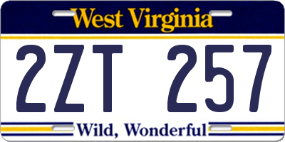 WV license plate 2ZT257
