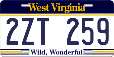 WV license plate 2ZT259