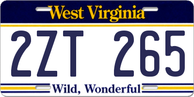 WV license plate 2ZT265