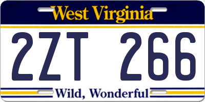 WV license plate 2ZT266
