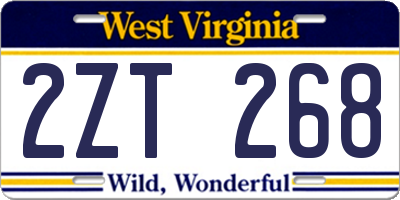 WV license plate 2ZT268
