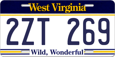 WV license plate 2ZT269