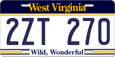 WV license plate 2ZT270