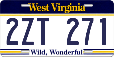 WV license plate 2ZT271
