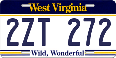 WV license plate 2ZT272