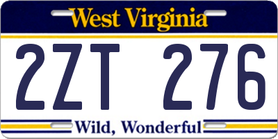 WV license plate 2ZT276