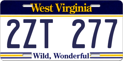WV license plate 2ZT277