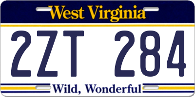 WV license plate 2ZT284