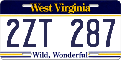 WV license plate 2ZT287