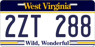 WV license plate 2ZT288