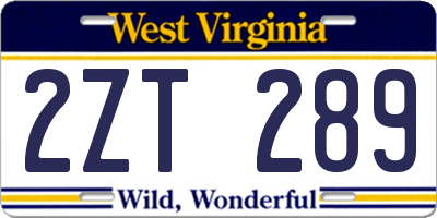 WV license plate 2ZT289