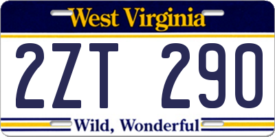WV license plate 2ZT290