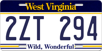 WV license plate 2ZT294