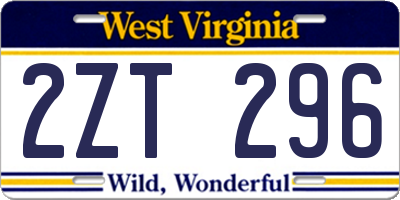 WV license plate 2ZT296