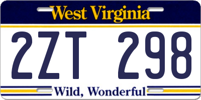 WV license plate 2ZT298