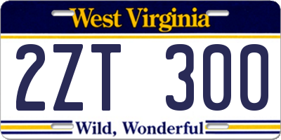 WV license plate 2ZT300