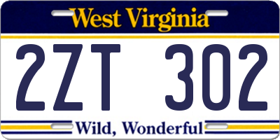 WV license plate 2ZT302