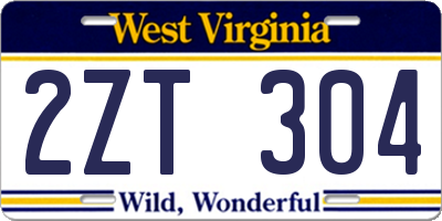 WV license plate 2ZT304