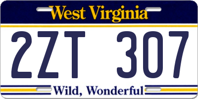 WV license plate 2ZT307