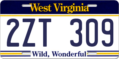 WV license plate 2ZT309