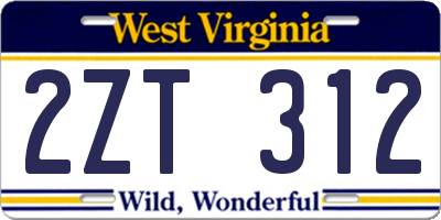 WV license plate 2ZT312