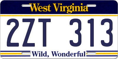 WV license plate 2ZT313