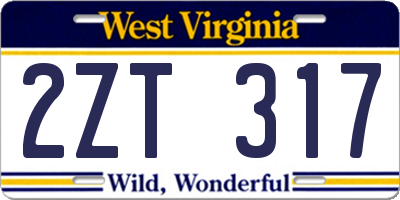 WV license plate 2ZT317