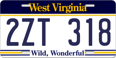 WV license plate 2ZT318