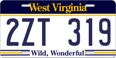 WV license plate 2ZT319