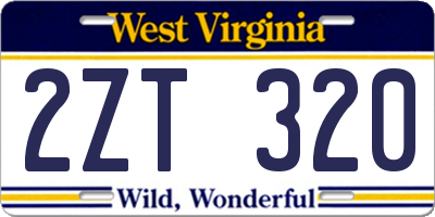 WV license plate 2ZT320