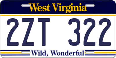 WV license plate 2ZT322