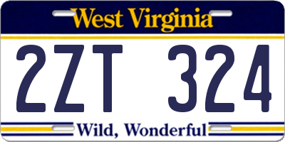 WV license plate 2ZT324
