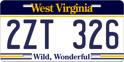 WV license plate 2ZT326