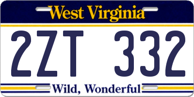 WV license plate 2ZT332