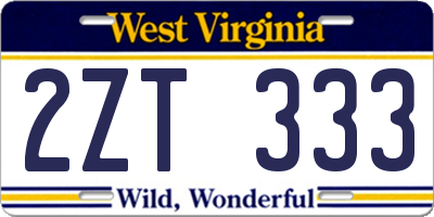 WV license plate 2ZT333