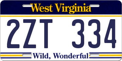 WV license plate 2ZT334