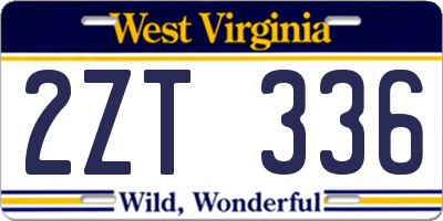 WV license plate 2ZT336