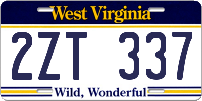 WV license plate 2ZT337