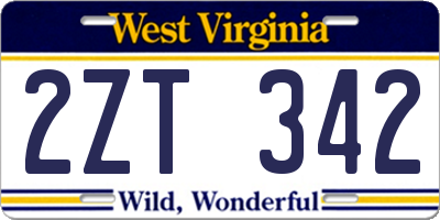 WV license plate 2ZT342
