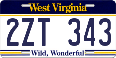 WV license plate 2ZT343