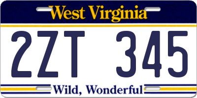 WV license plate 2ZT345