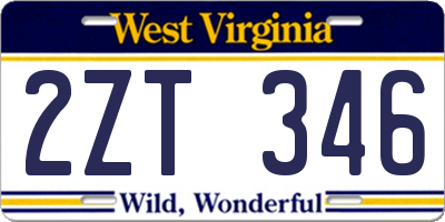 WV license plate 2ZT346