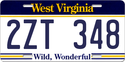 WV license plate 2ZT348